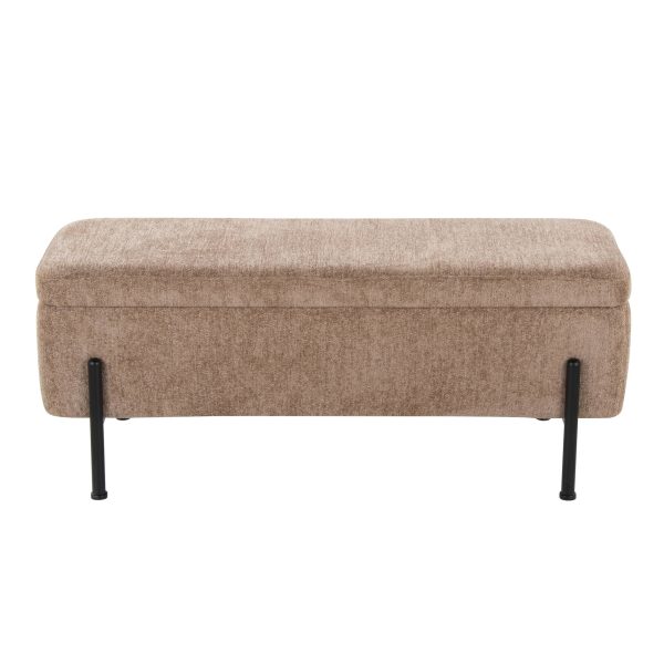 Daniella Black Steel Brown Fabric Contemporary Storage Bench 9