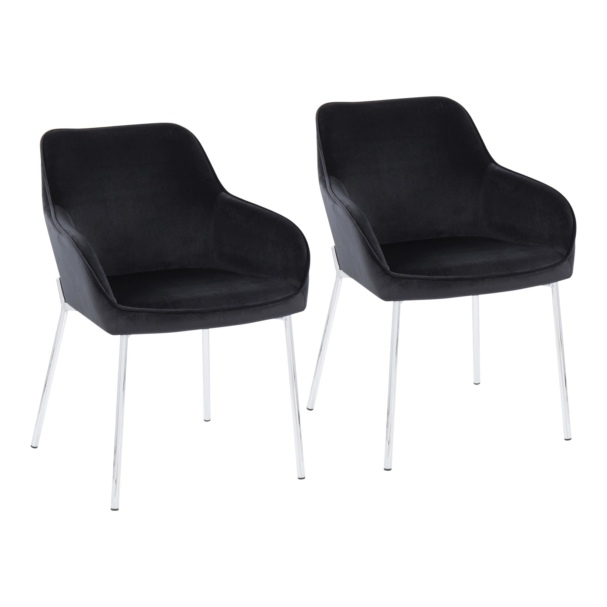 Daniella Black Velvet Chrome Contemporary Dining Chairs (Set of 2) 2 Daniella Black Velvet Chrome Contemporary Dining Chairs (Set of 2) - Image 2