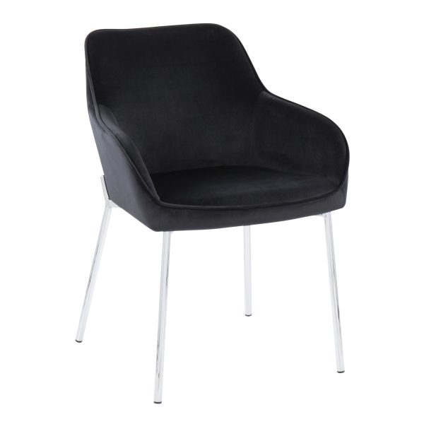 Daniella Black Velvet Chrome Contemporary Dining Chairs Set of 2 2