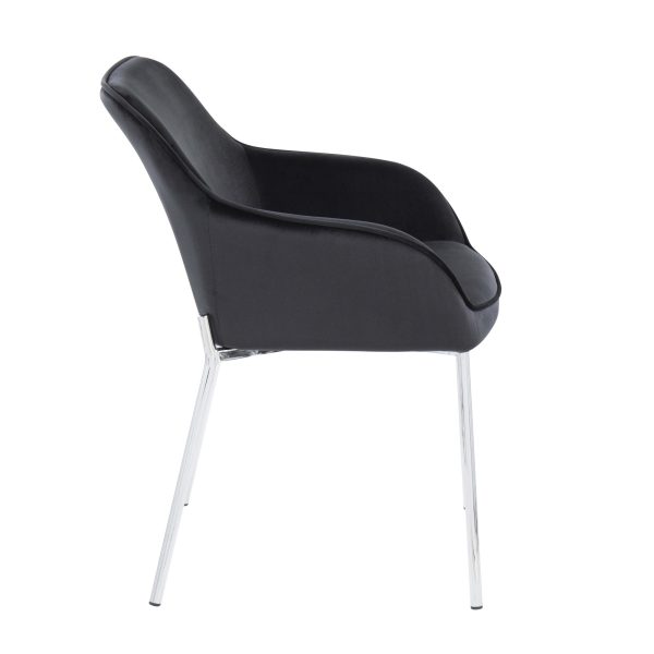 Daniella Black Velvet Chrome Contemporary Dining Chairs Set of 2 3
