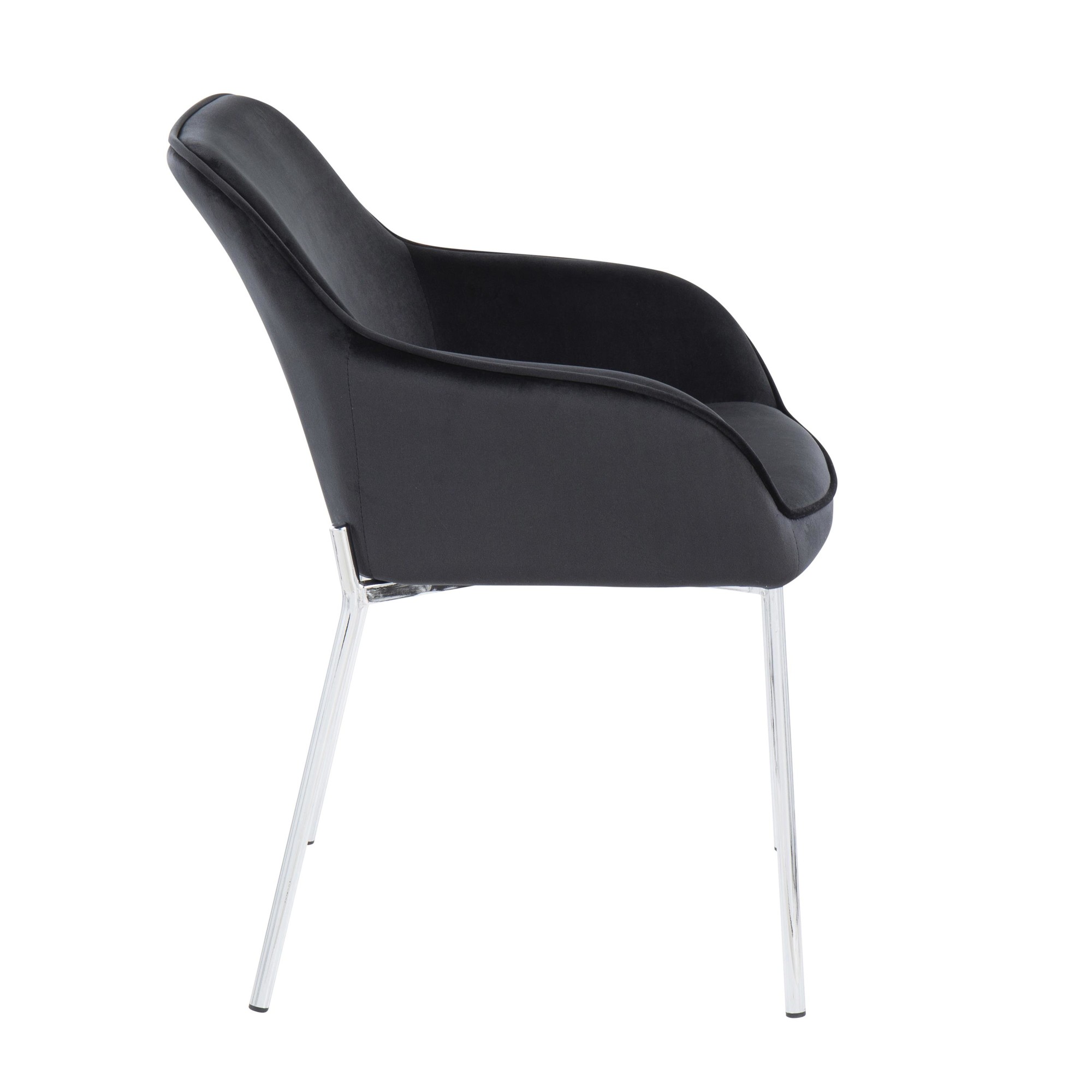 Daniella Black Velvet Chrome Contemporary Dining Chairs (Set of 2) 4 Daniella Black Velvet Chrome Contemporary Dining Chairs (Set of 2) - Image 4