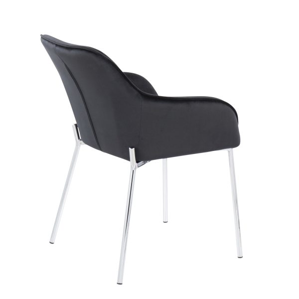 Daniella Black Velvet Chrome Contemporary Dining Chairs Set of 2 4