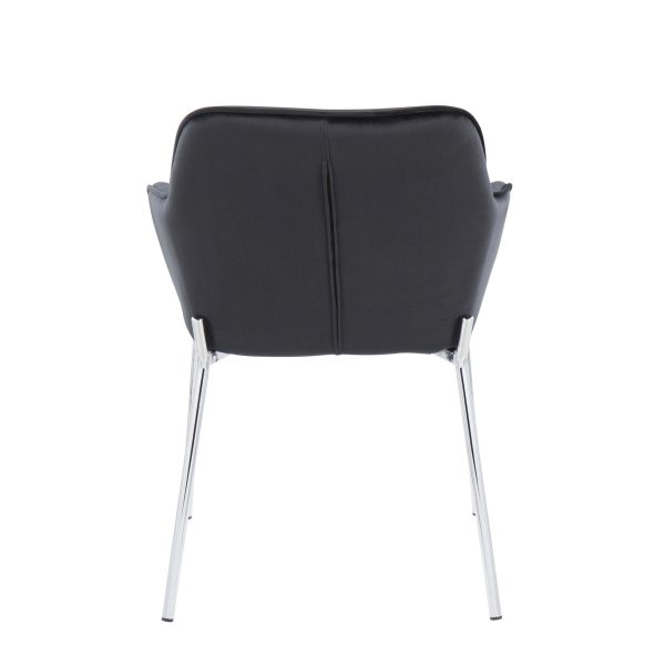 Daniella Black Velvet Chrome Contemporary Dining Chairs Set of 2 5