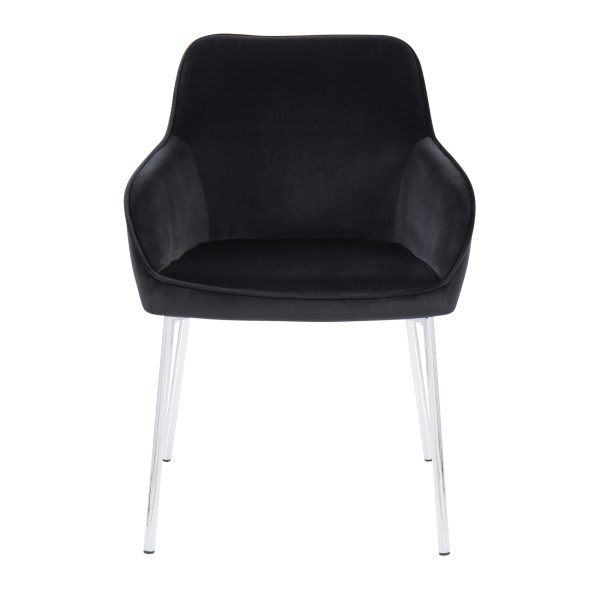 Daniella Black Velvet Chrome Contemporary Dining Chairs Set of 2 6