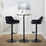 Daniella Black Velvet Contemporary Adjustable Swivel Barstools (Set of 2)