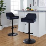 Daniella Black Velvet Contemporary Adjustable Swivel Barstools (Set of 2)
