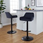 Daniella Black Velvet Contemporary Adjustable Swivel Barstools (Set of 2)