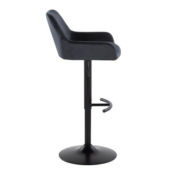 Daniella Black Velvet Contemporary Adjustable Swivel Barstools Set of 2 6