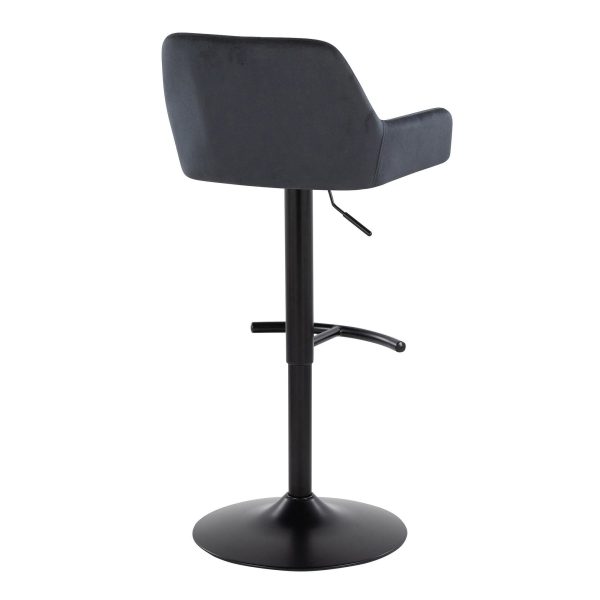 Daniella Black Velvet Contemporary Adjustable Swivel Barstools Set of 2 7