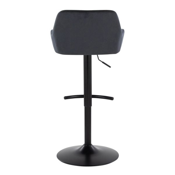 Daniella Black Velvet Contemporary Adjustable Swivel Barstools Set of 2 8