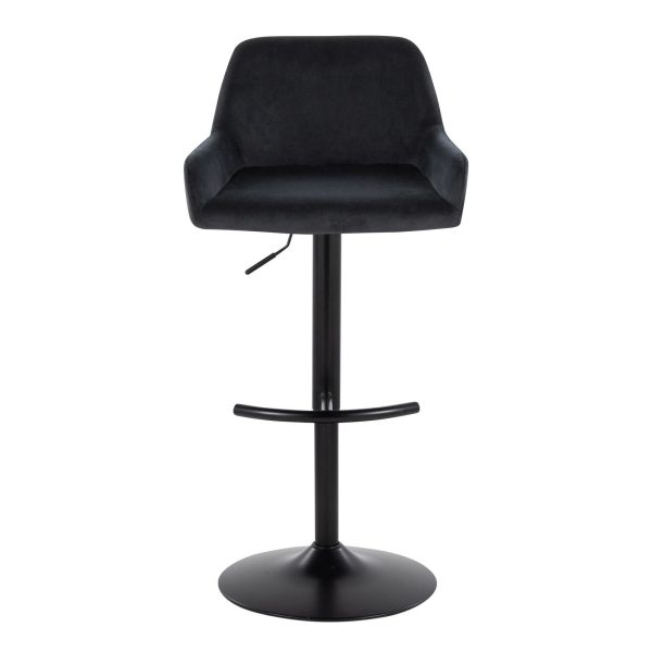 Daniella Black Velvet Contemporary Adjustable Swivel Barstools Set of 2 9