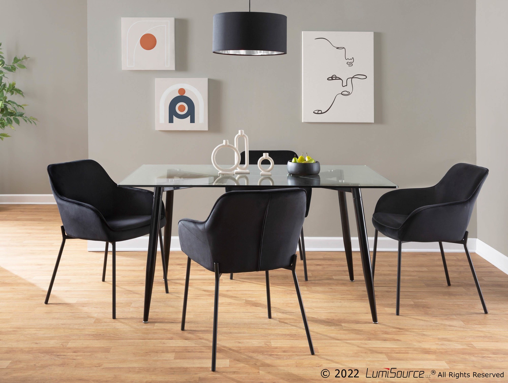 Daniella Black Velvet Contemporary Dining Chairs (Set of 2) 2 Daniella Black Velvet Contemporary Dining Chairs (Set of 2) - Image 2