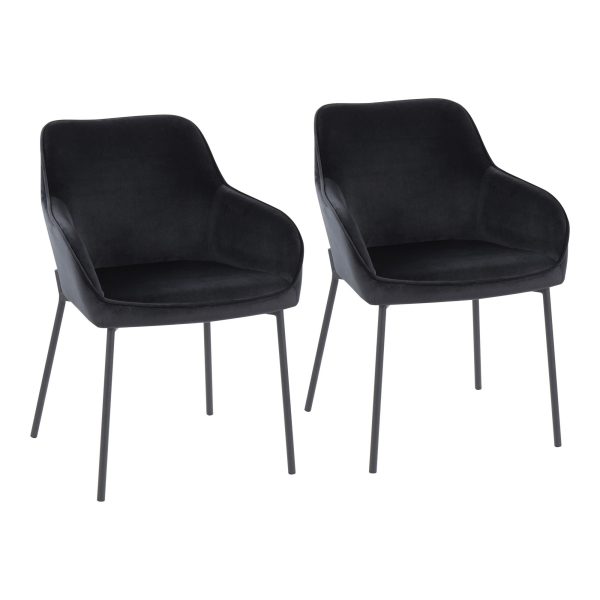 Daniella Black Velvet Contemporary Dining Chairs Set of 2 2