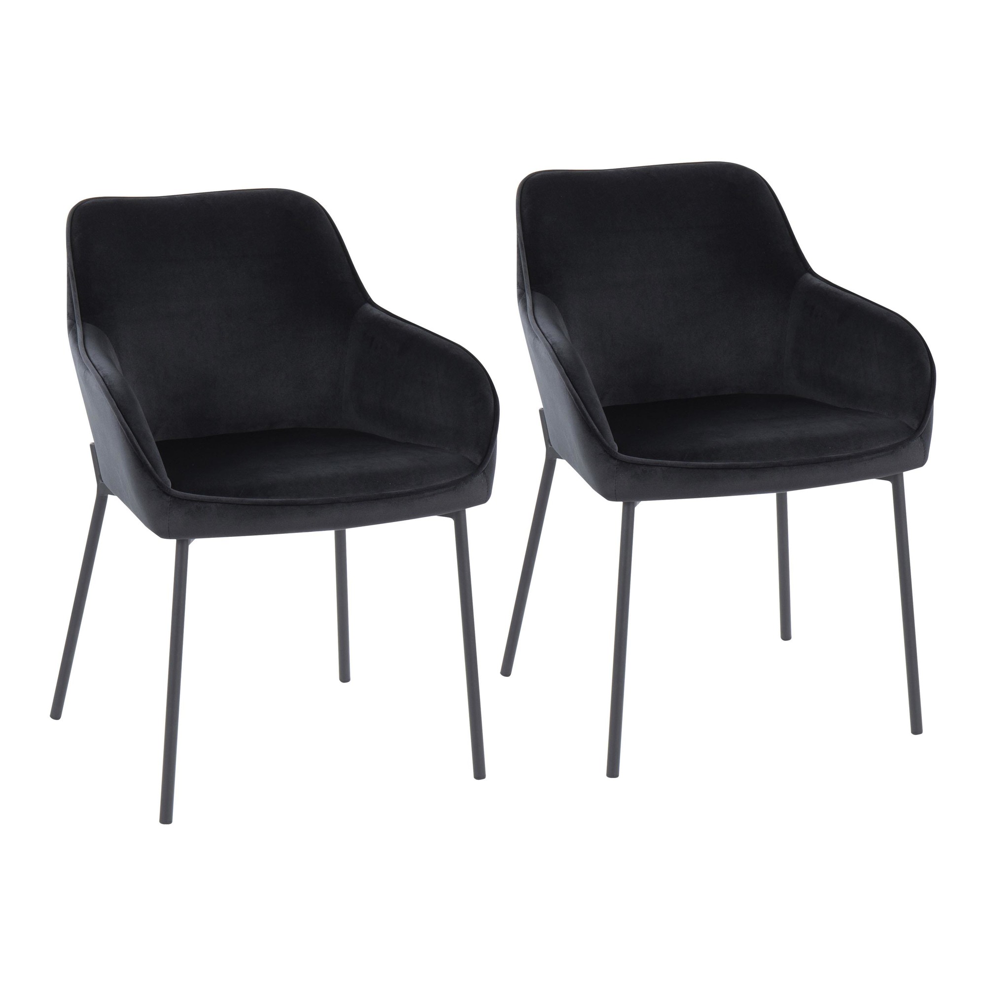Daniella Black Velvet Contemporary Dining Chairs (Set of 2) 3 Daniella Black Velvet Contemporary Dining Chairs (Set of 2) - Image 3