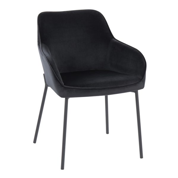 Daniella Black Velvet Contemporary Dining Chairs Set of 2 3