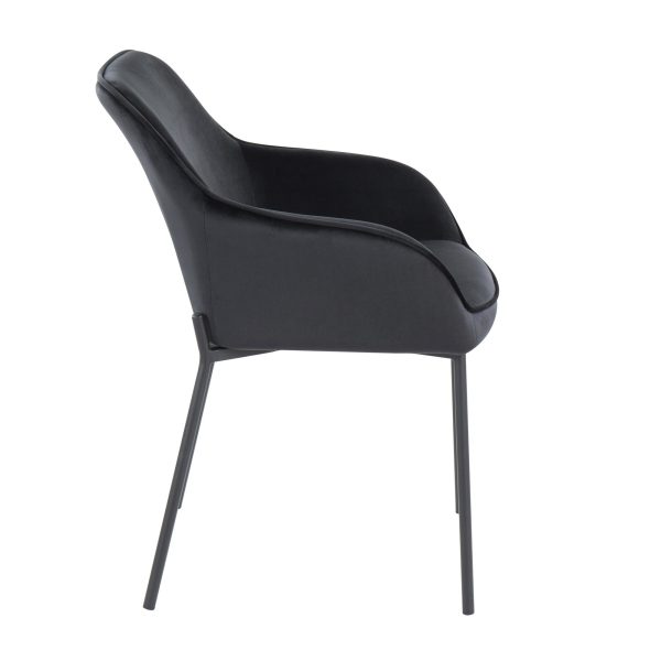 Daniella Black Velvet Contemporary Dining Chairs Set of 2 4