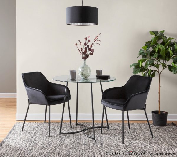 Daniella Black Velvet Contemporary Dining Chairs Set of 2