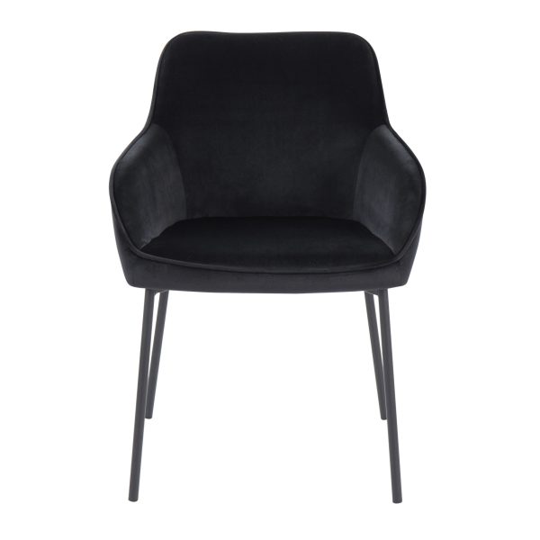 Daniella Black Velvet Contemporary Dining Chairs Set of 2 7