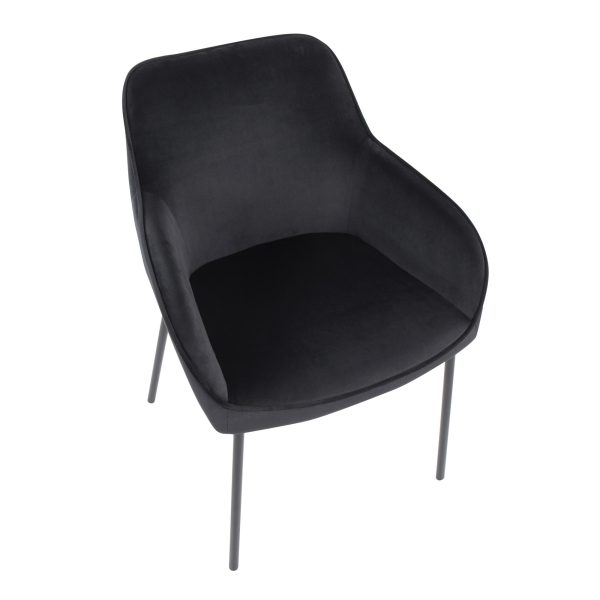 Daniella Black Velvet Contemporary Dining Chairs Set of 2 8
