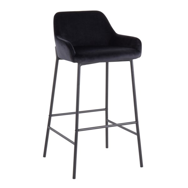Daniella Black Velvet Industrial Bar Stools Set of 2 2