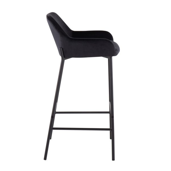 Daniella Black Velvet Industrial Bar Stools Set of 2 3