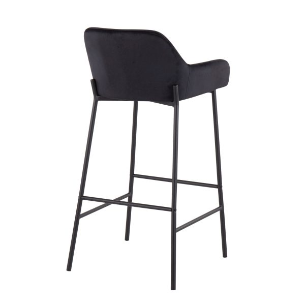 Daniella Black Velvet Industrial Bar Stools Set of 2 4