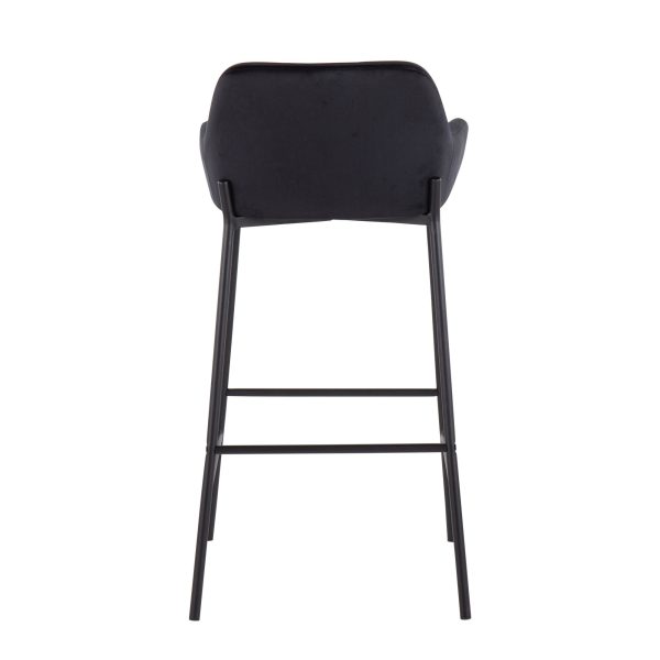Daniella Black Velvet Industrial Bar Stools Set of 2 5