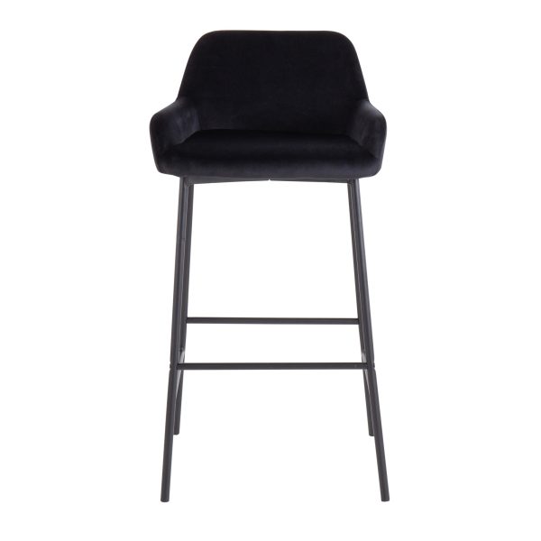 Daniella Black Velvet Industrial Bar Stools Set of 2 6