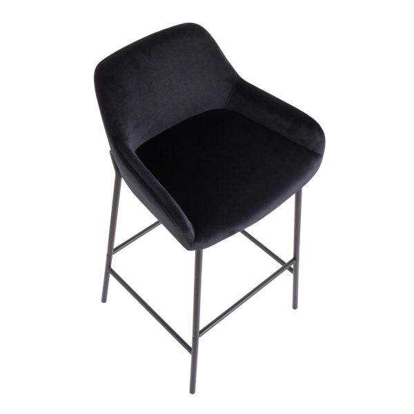 Daniella Black Velvet Industrial Bar Stools Set of 2 7