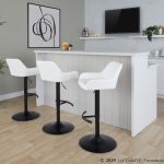 Daniella Black White Contemporary Adjustable Swivel Barstool (Set of 2)