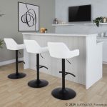 Daniella Black White Contemporary Adjustable Swivel Barstool (Set of 2)