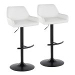 Daniella Black White Contemporary Adjustable Swivel Barstool (Set of 2)