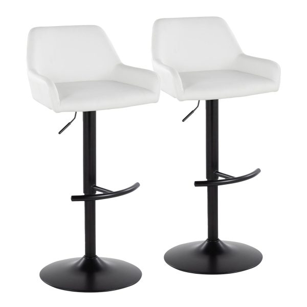 Daniella Black White Contemporary Adjustable Swivel Barstool Set of 2 2