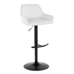 Daniella Black White Contemporary Adjustable Swivel Barstool (Set of 2)