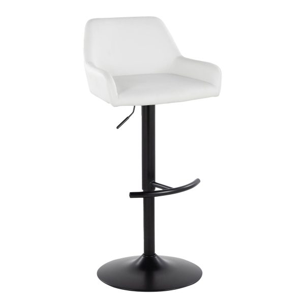 Daniella Black White Contemporary Adjustable Swivel Barstool Set of 2 3