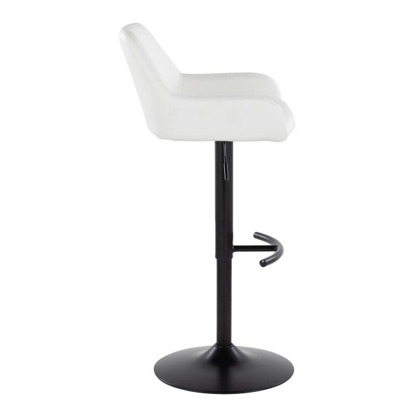 Daniella Black White Contemporary Adjustable Swivel Barstool Set of 2 4