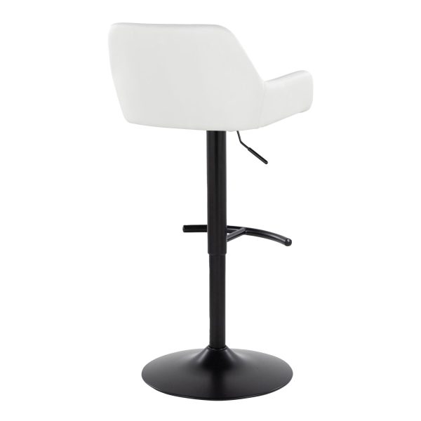 Daniella Black White Contemporary Adjustable Swivel Barstool Set of 2 5