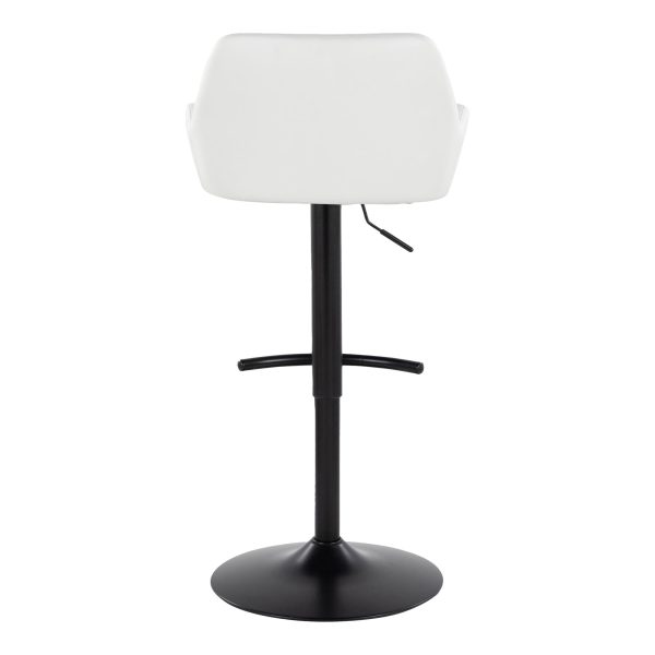 Daniella Black White Contemporary Adjustable Swivel Barstool Set of 2 6