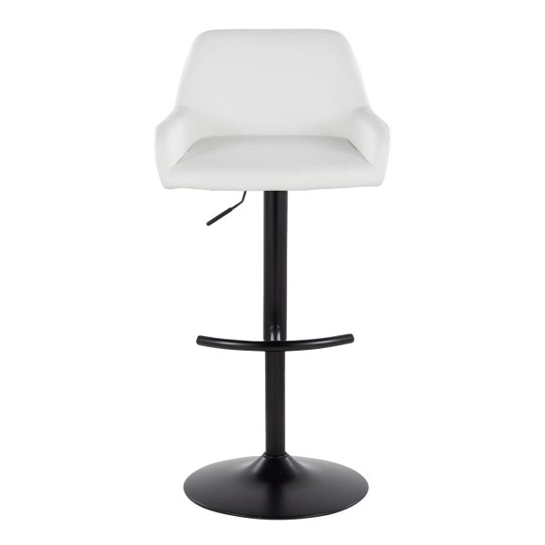 Daniella Black White Contemporary Adjustable Swivel Barstool Set of 2 7