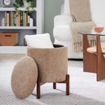 Daniella Brown Fabric Walnut Wood Contemporary Storage Ottoman 12 Daniella Brown Fabric Walnut Wood Contemporary Storage Ottoman