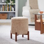 Daniella Brown Fabric Walnut Wood Contemporary Storage Ottoman 11 Daniella Brown Fabric Walnut Wood Contemporary Storage Ottoman
