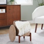Daniella Brown Fabric Walnut Wood Contemporary Storage Ottoman 14 Daniella Brown Fabric Walnut Wood Contemporary Storage Ottoman