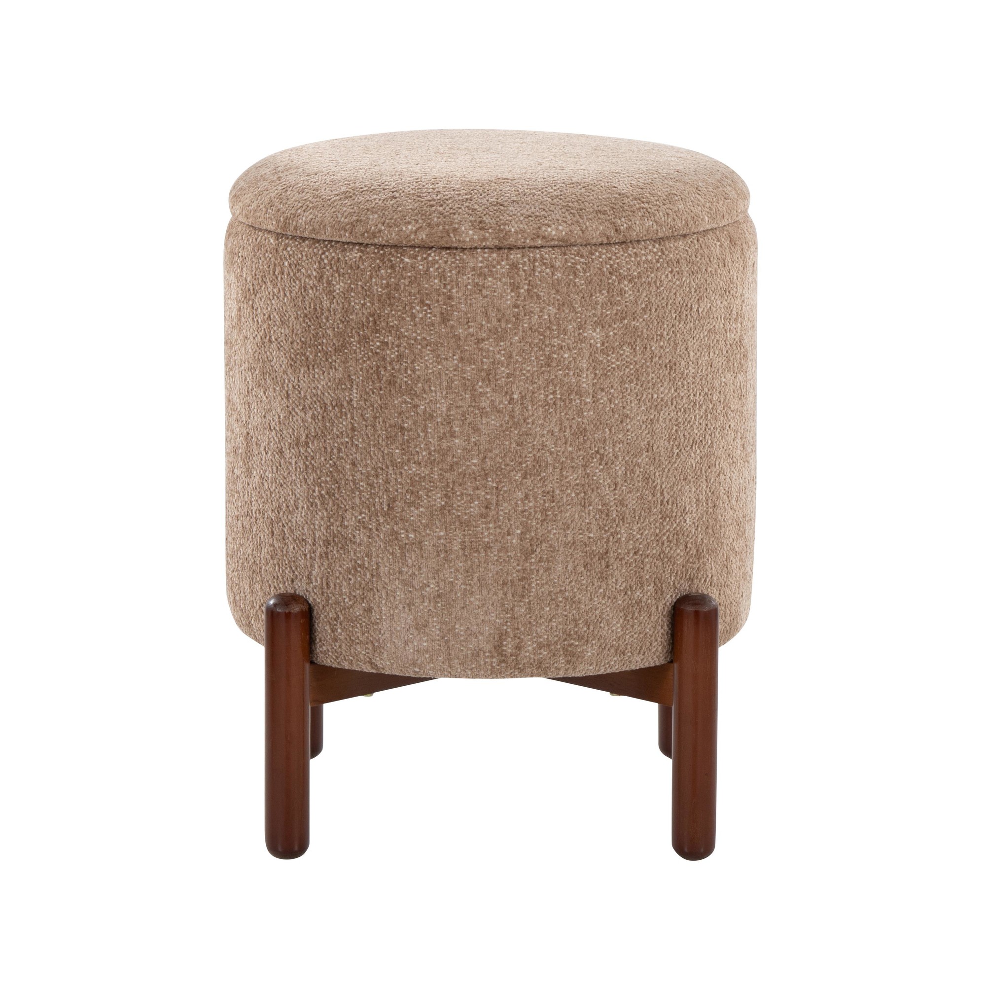 Daniella Brown Fabric Walnut Wood Contemporary Storage Ottoman 7 Daniella Brown Fabric Walnut Wood Contemporary Storage Ottoman - Image 7