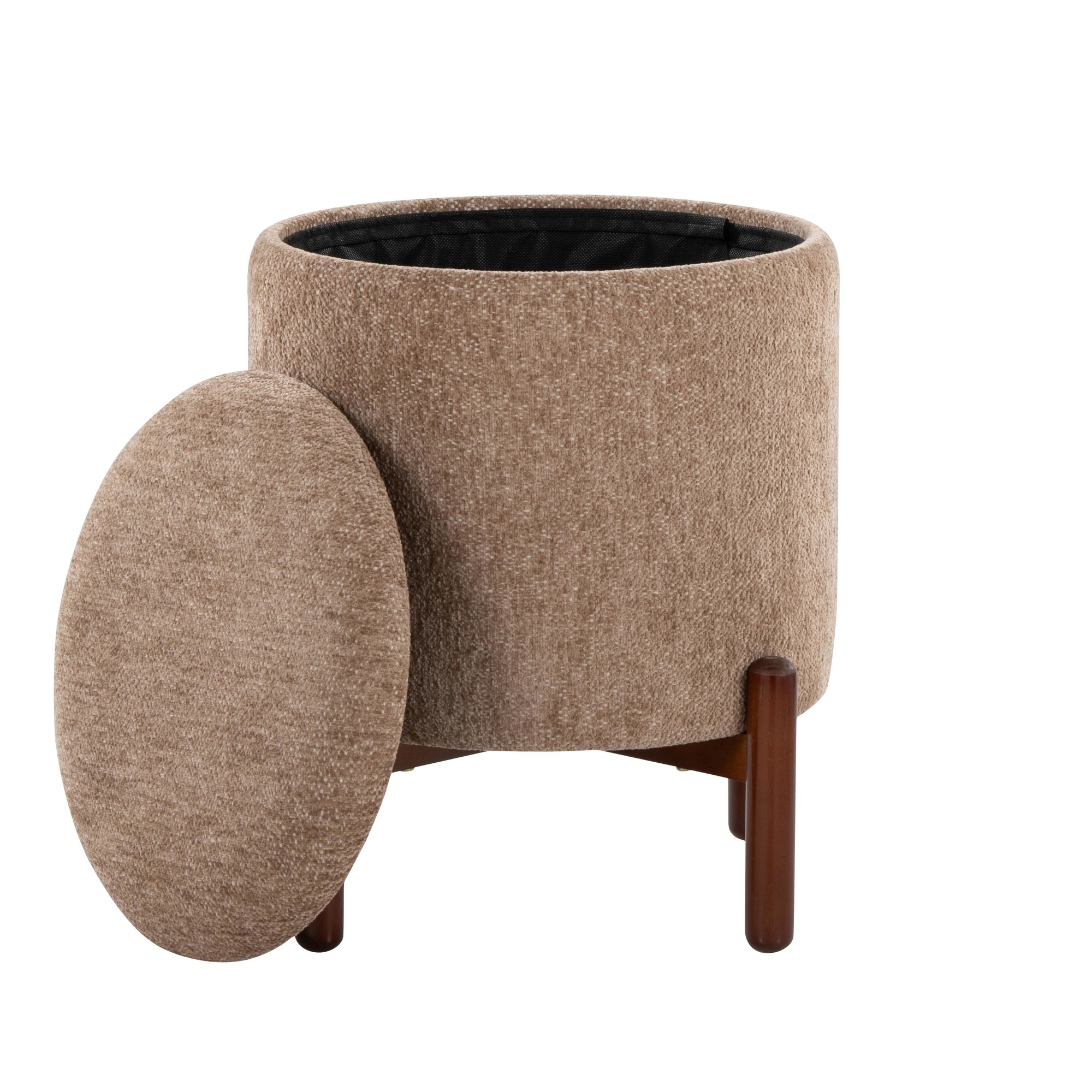 Daniella Brown Fabric Walnut Wood Contemporary Storage Ottoman 8 Daniella Brown Fabric Walnut Wood Contemporary Storage Ottoman - Image 8