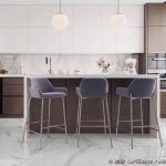 Daniella Chrome Silver Velvet Contemporary Fixed Bar Stools (Set of 2) 10 Daniella Chrome Silver Velvet Contemporary Fixed Bar Stools (Set of 2)