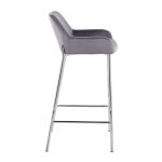 Daniella Chrome Silver Velvet Contemporary Fixed Bar Stools (Set of 2) 13 Daniella Chrome Silver Velvet Contemporary Fixed Bar Stools (Set of 2)
