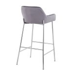 Daniella Chrome Silver Velvet Contemporary Fixed Bar Stools (Set of 2) 14 Daniella Chrome Silver Velvet Contemporary Fixed Bar Stools (Set of 2)