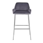 Daniella Chrome Silver Velvet Contemporary Fixed Bar Stools (Set of 2) 16 Daniella Chrome Silver Velvet Contemporary Fixed Bar Stools (Set of 2)
