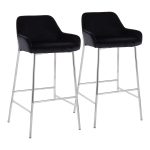 Daniella Chrome and Black Velvet Contemporary Bar Stools (Set of 2) 11 Daniella Chrome and Black Velvet Contemporary Bar Stools (Set of 2)