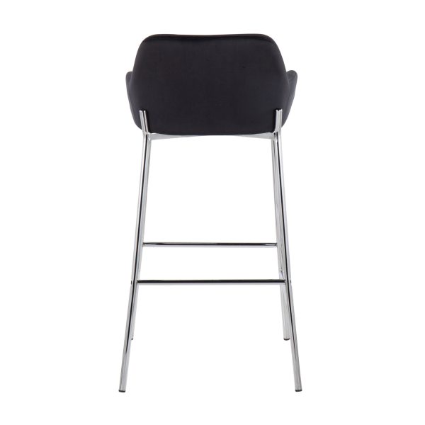 Daniella Chrome and Black Velvet Contemporary Bar Stools Set of 2 5